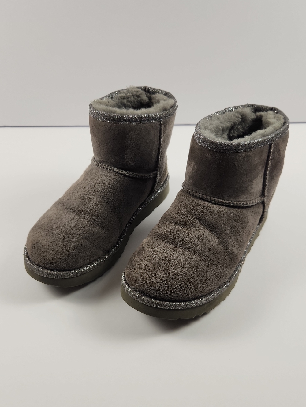 UGG Short Gray Suede Winter Boots with Plush Shearling Size 6